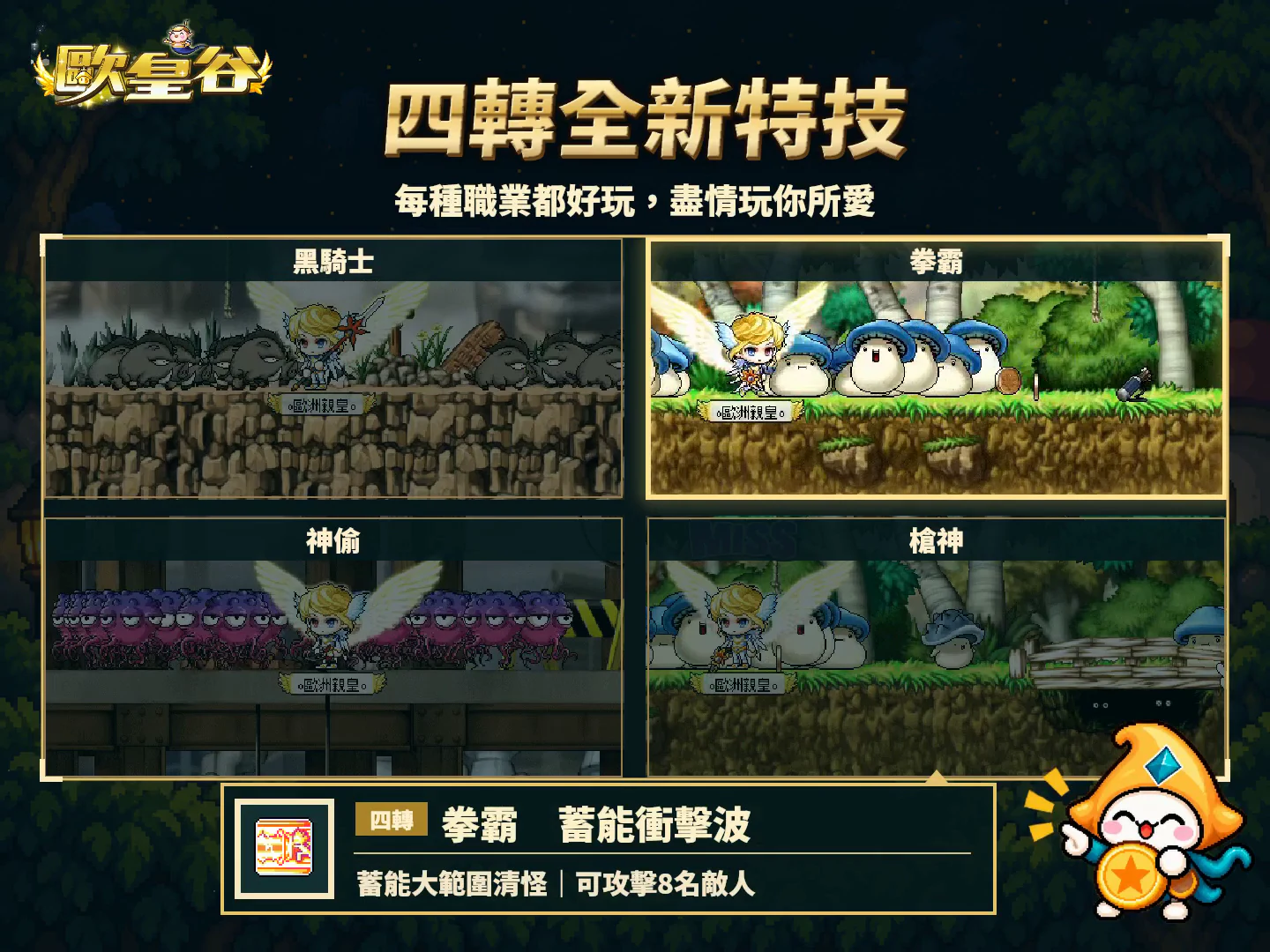 實際遊戲中四種職業的技能特色展示